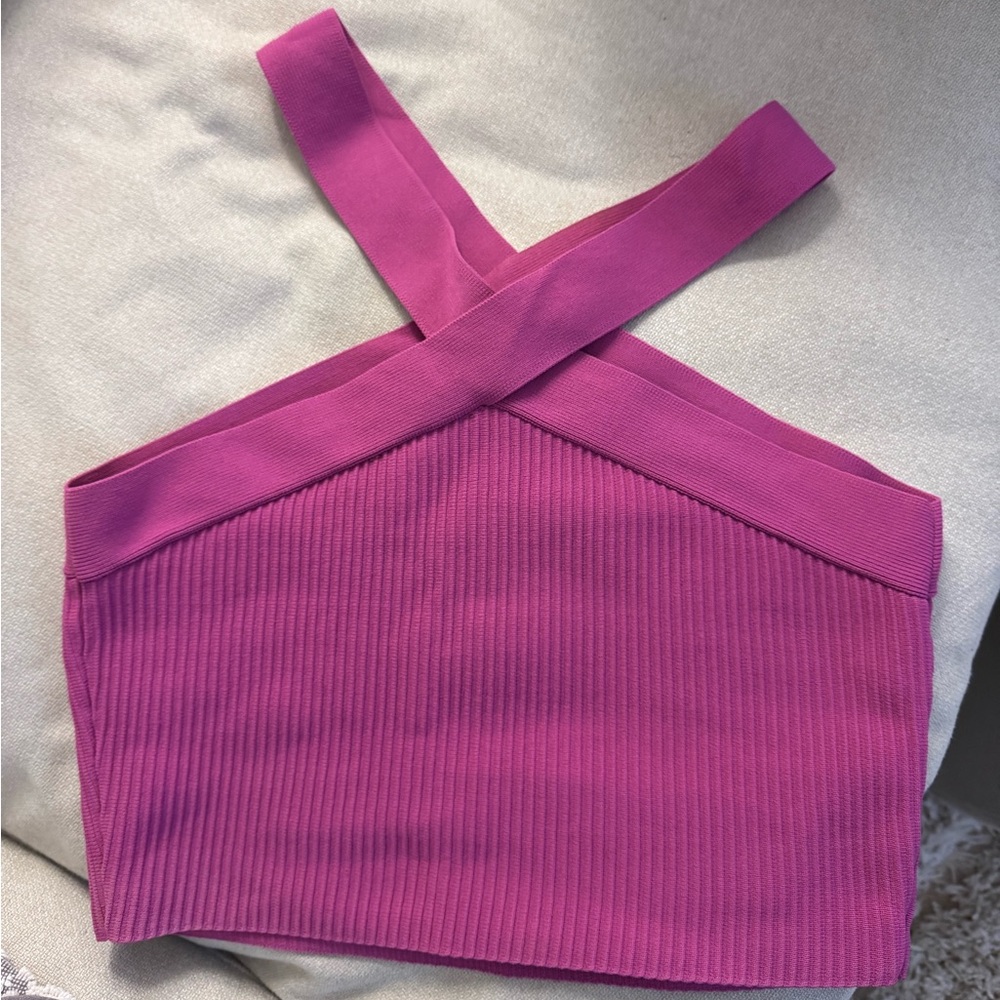 Sincerely Jules Magenta Ribbed Cross-Strap Tank Top